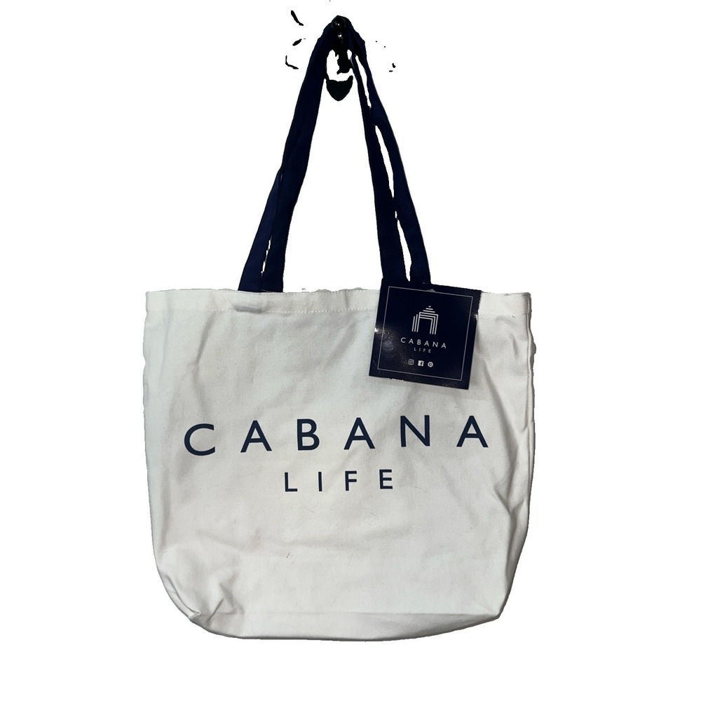 Cabana Life White/Blue Canvas Bag/tote- New